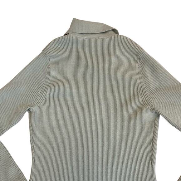 Abercrombie & Fitch Slim Ribbed Button Down Polo Sweater Cardigan Pastel Green S - Picture 12 of 16